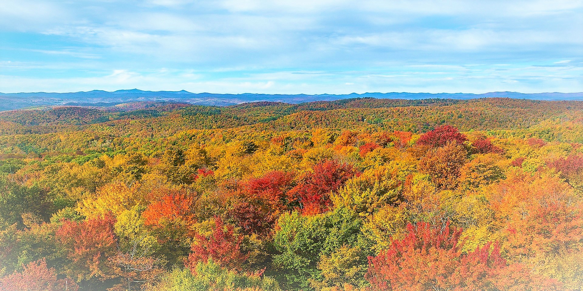 The view you can expect from Gile Mountain when Leaf Peeping in New England.